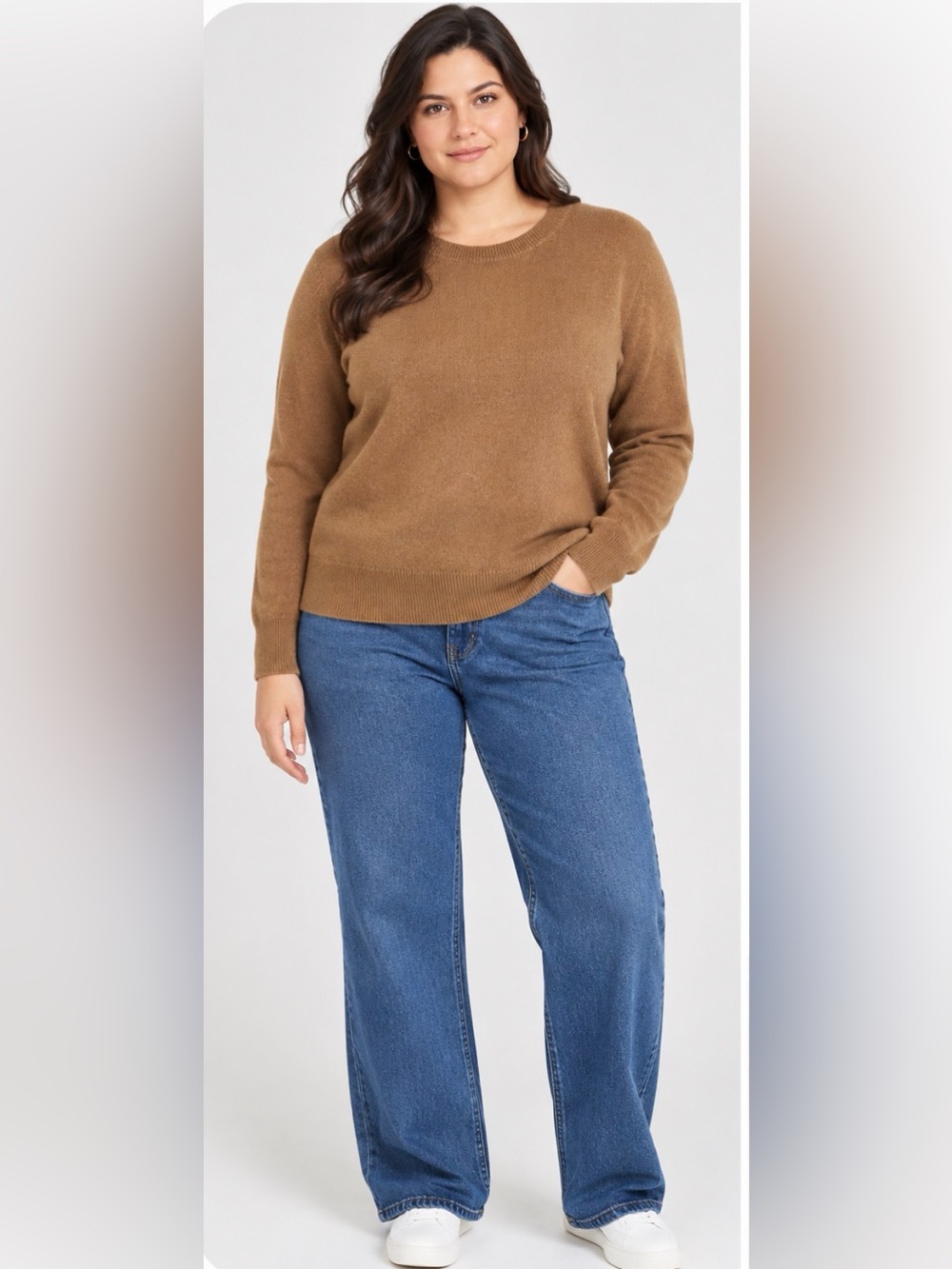 NWT Naadam The Original Cashmere Crewneck Sweater Camel Brown Size L Women's